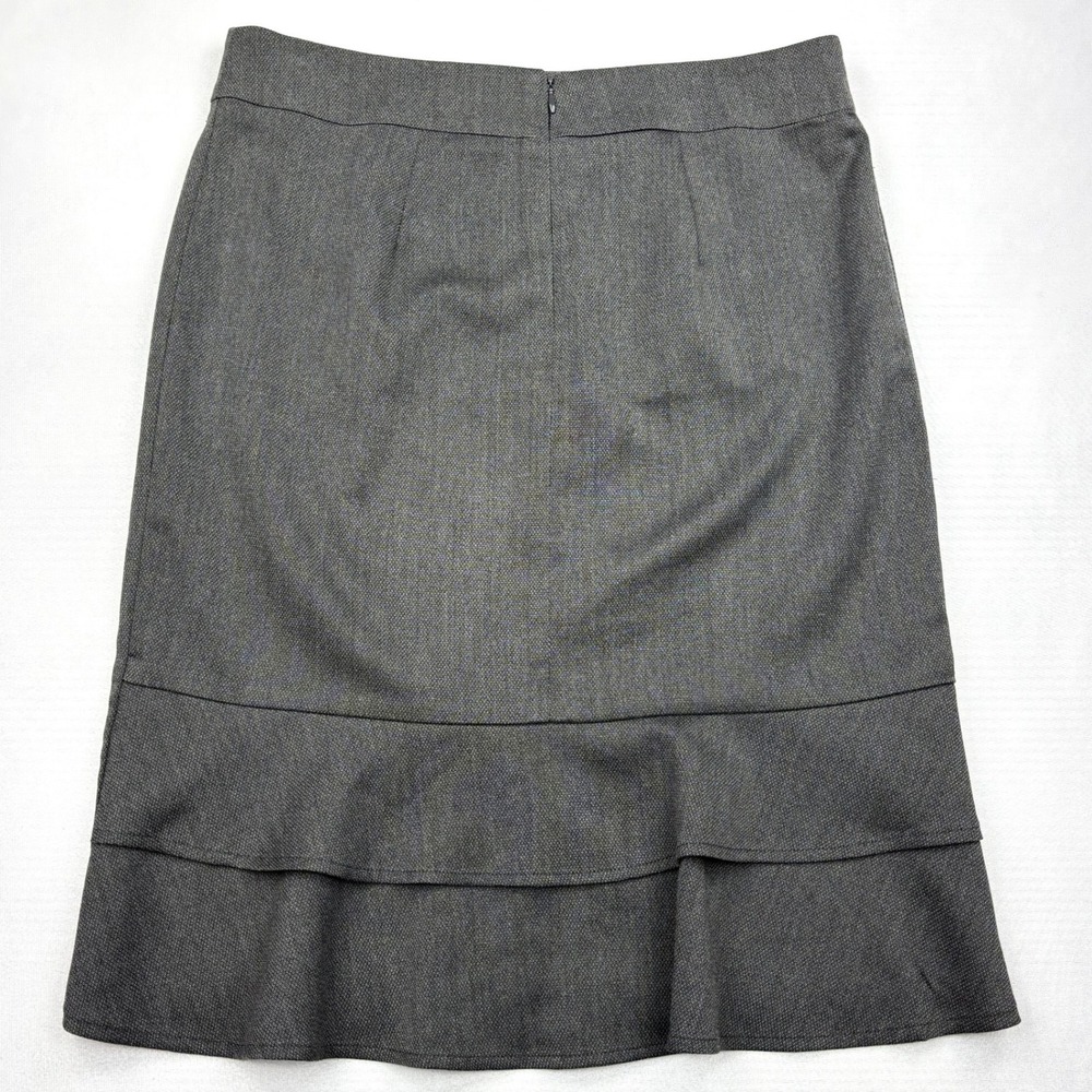 AGB Womens 4 Heather Gray Stretch Suiting Ruffle Tiered Flounce Pencil Skirt 23"